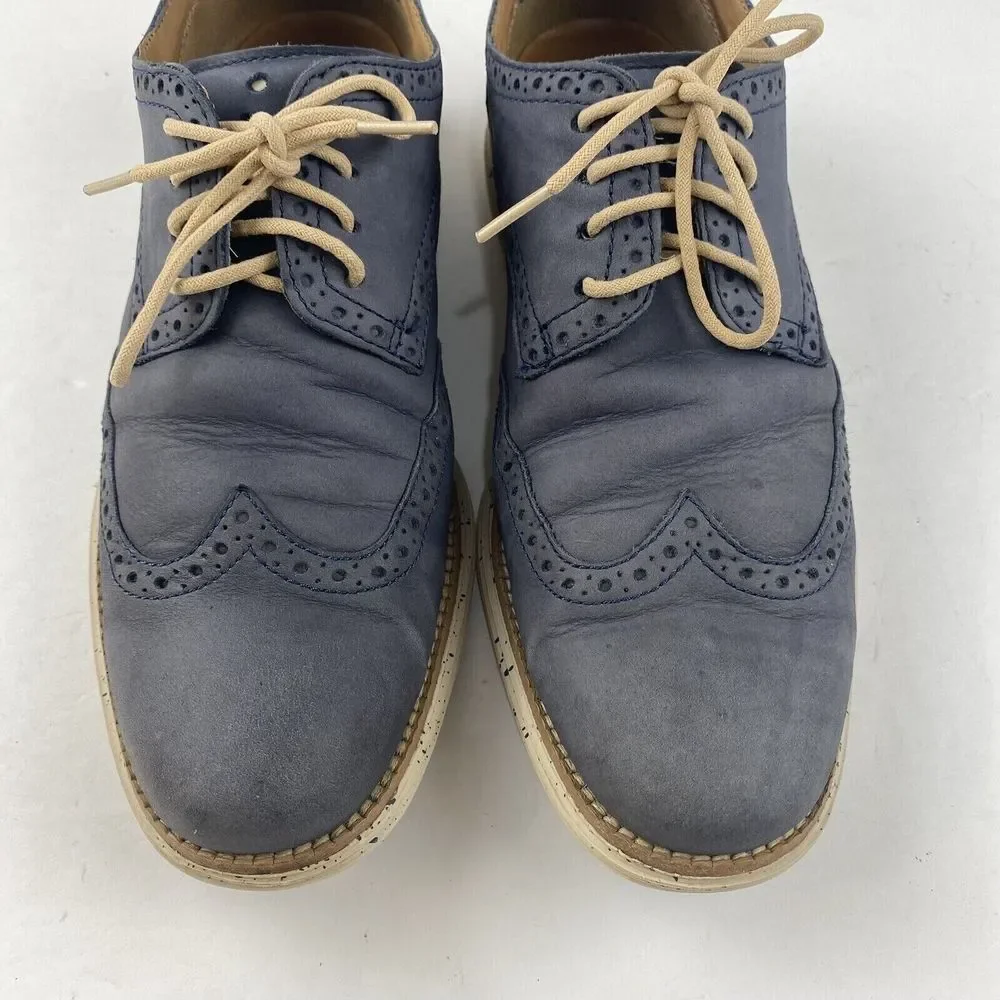 Cole Haan Lunargrand Suede Wingtip Oxford Shoes Blue Gray Men's Size‎ 9 Used